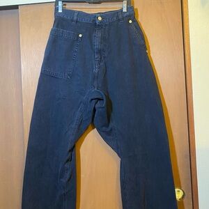 Sofie D'Hoore Dark Dropped High Waist Wide Leg Denim Trousers